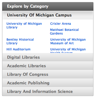 Cuil categories for search