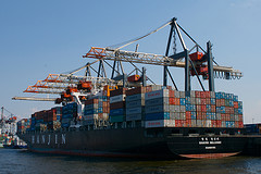 Wharf, Crane, and Containers