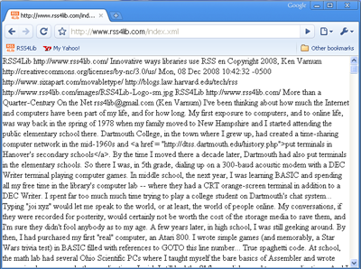 RSS Feed as displayed in Google Chrome