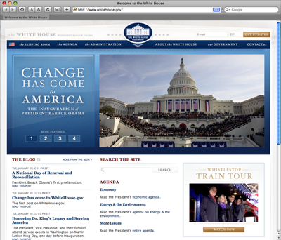 Whitehouse.gov on Inauguration Day