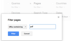 Entering PDF into the search filter